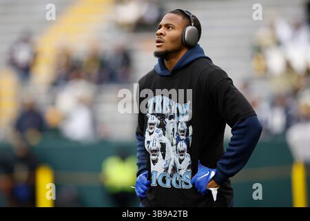 13. November 2022: Der Dallas Cowboys Linebacker Micah Parsons (11) wärmt sich vor dem NFL-Football-Spiel zwischen den Dallas Cowboys und den Green Bay Packers in Green Bay, Wisconsin auf. Darren Lee/CSM (Bild: © Darren Lee/CSM via ZUMA Press Wire) Stockfoto