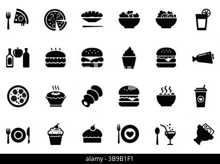 Sammlung von Icons für Speisen und Getränke Stock Vektor