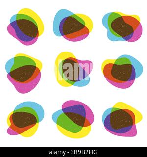 Set aus Bio-Blobs fließende Form in trendigem Riso-Grafik-Muster Stock Vektor