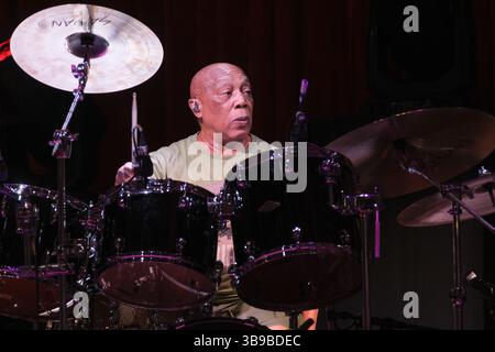 Billy Cobham tritt beim Cheltenham Jazz Festival auf. Mai 2025 Stockfoto