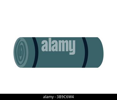 Symbol für Yoga oder Campingmatte. Gefalteter Gummiteppich für Fitnesstraining. Trekking von Wanderteppich Werkzeug für den Tourismus. Abbildung des flachen isolierten Vektors ein Stock Vektor