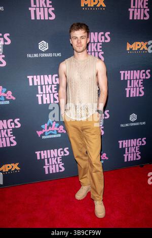 New York, New York, USA. Mai 2025. (Neu) mpx's Weltpremiere „Things Like This“. Mai 2025, New york, New york, usa: nicholas hamilton nimmt am 8. Mai 2025 am amc lincoln Square 13 in New york City an mpx's "Things Like This"-Weltpremiere Teil. (Foto: M10s/thenews2) (Foto: M10s/Thenews2/Zumapress) (Bild: © Ron Adar/TheNEWS2 via ZUMA Press Wire) NUR ZUR REDAKTIONELLEN VERWENDUNG! Nicht für kommerzielle ZWECKE! Stockfoto