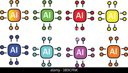 Künstliche Intelligenz – Kostenlose Technologiesymbole Herunterladen Stock Vektor
