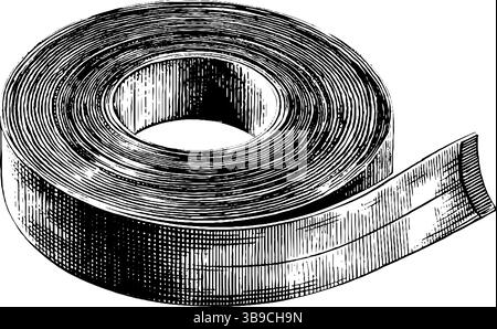 Gravierte Abbildung von Maßband für Retro-Design- und Bastelprojekte. Stock Vektor