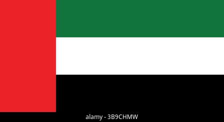 Flagge der Vereinigten Arabischen Emirate. Vereinigte Arabische Emirate Flagge offizielle Farben und proportionale digitale Vektor-Illustration. Stock Vektor
