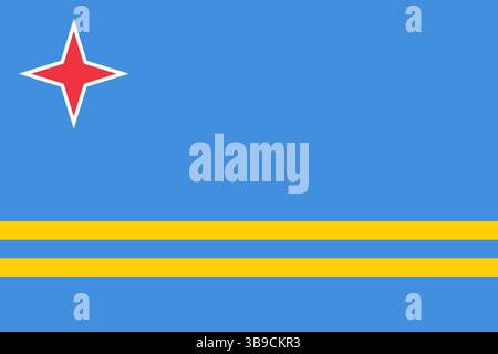Flagge von Aruba. Aruba Flagge offizielle Farben und proportionale digitale Vektor-Illustration. Stock Vektor