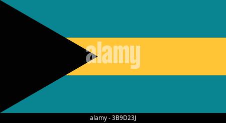 Flagge von Bahamas. Bahamas Flagge offizielle Farben und proportionale digitale Vektor-Illustration. Stock Vektor