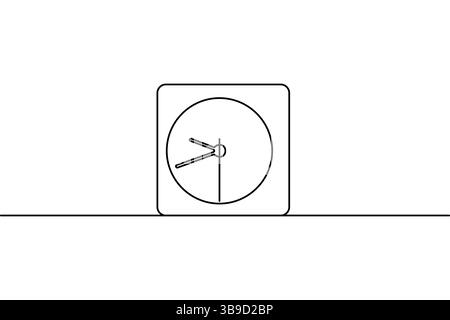Minimalistische Uhr Einzeilenzeichnung durchgehende Umrissvektorillustration isoliert auf weiß Stock Vektor