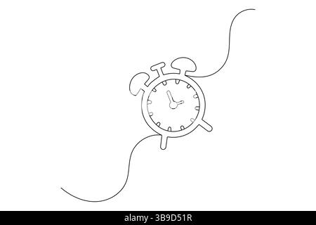 Minimalistische Uhr Einzeilenzeichnung durchgehende Umrissvektorillustration isoliert auf weiß Stock Vektor