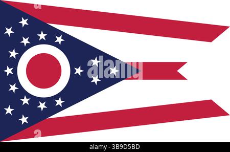 Flagge von Ohio. Ohio Flagge offizielle Farben und Proportion digitale Vektor Illustration. Stock Vektor