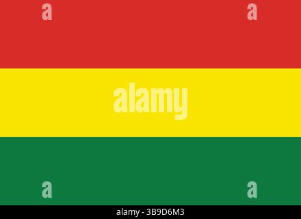 Flagge von Bolivien. Bolivien Flagge offizielle Farben und Proportion digitale Vektor Illustration. Stock Vektor
