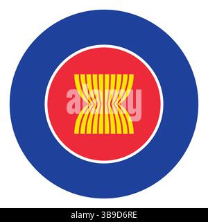 Die Flagge der Vereinigung südostasiatischer Nationen. Vereinigung der südostasiatischen Nationen Kreisflagge Logo Icon Computer Vektor Illustration Design Stock Vektor