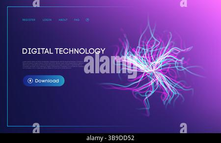 Digitaler Technologiehintergrund und digitale Transformation. Digitales Technologiekonzept und Innovation. Big Data Circle und technisches Konzept für Banken. Stock Vektor