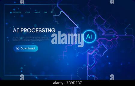 KI-Automatisierung und Prozessoptimierung. Business AI Data Mining-Konzept. Hintergrund für maschinelles Lernen und Datenanalysetechnologie. Stock Vektor