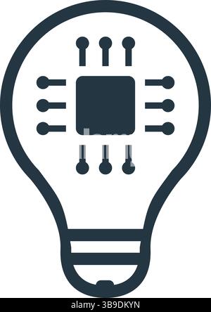 Glühbirne mit Mikrochip, die technologische Innovation symbolisiert Stock Vektor
