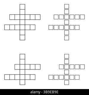 Satz des Konzeptsymbols für Kreuzworträtsel, Kreuzworträtgrafik, Vektorgrafik für Web-Flachvektor. Stock Vektor