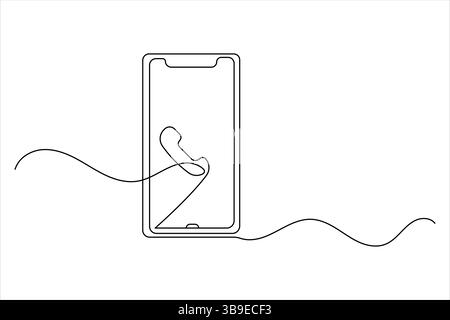 Smartphone-Symbol durchgehende einzeilige Zeichnung mit isolierter einfacher Konturvektorgrafik Stock Vektor