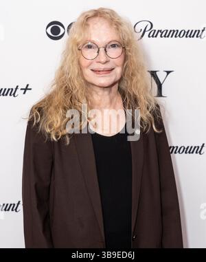 Mia Farrow wurde von einer Schauspielerin in der Hauptrolle für die beste Leistung nominiert. Musical nimmt am 8. Mai 2025 am Treffen der 2025 78. Jährlichen TONY-Nominierten im Sofitel Hotel in New York Teil Stockfoto