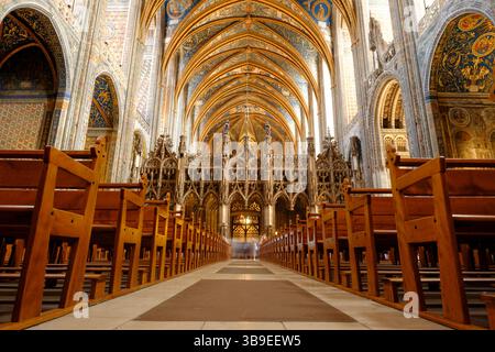 Albi (Südfrankreich): Inneres der Kathedrale Saint Cecilia von Albi („Cathédrale Sainte-Cécile d’Albi“) in der Bischofsstadt, eingetragen als A Stockfoto