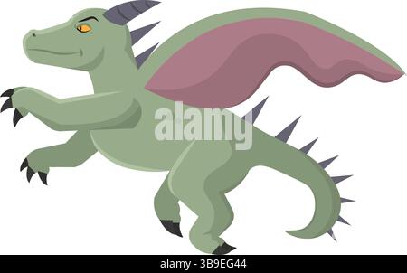 Fliegender grüner Drache. Vektorabbildung Stock Vektor