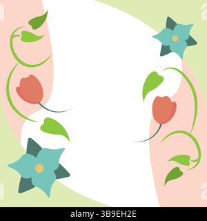 Geschwungene Eckkunst mit Blumenreben. Vektorabbildung Stock Vektor