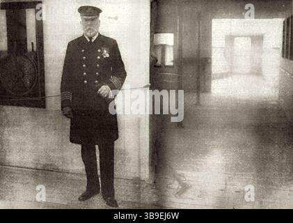 Captain Edward John Smith an der Titanic Bridge am Morgen des 10. April 1912 Stockfoto