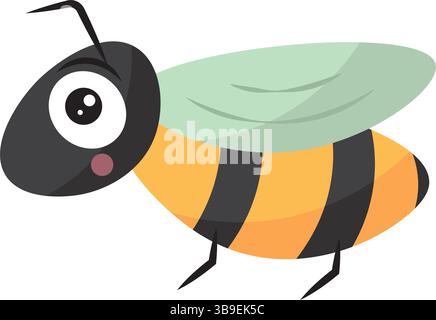 Niedliche fliegende Zeichentrickbiene. Vektorabbildung Stock Vektor
