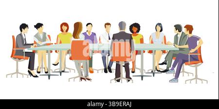 Beratung in einem Team, Business Meeting, Illustration Stockfoto