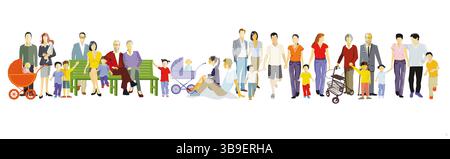 Eltern, Kinder, Familien Illustration Stockfoto