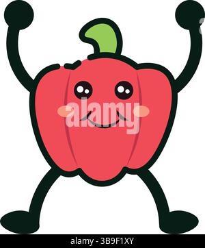 Lächelnde rote Paprika. Vektorabbildung Stock Vektor