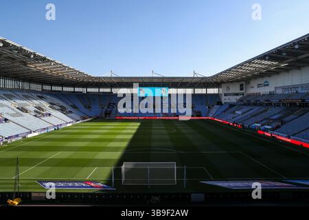 Ein allgemeiner Blick auf die Coventry Building Society Arena, Heimstadion von Coventry City vor dem Halbfinalspiel der Sky Bet Championship Palyoff Coventry City gegen Sunderland in der Coventry Building Society Arena, Coventry, Großbritannien, 9. Mai 2025 (Foto: Gareth Evans/News Images) Stockfoto