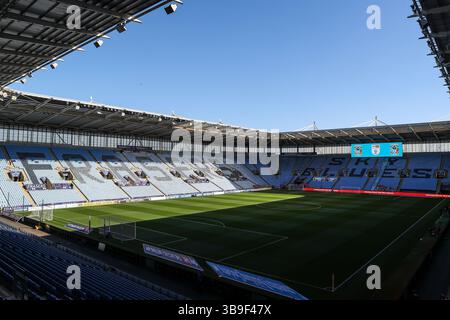 Coventry, Großbritannien. Mai 2025. Ein allgemeiner Blick auf die Coventry Building Society Arena, Heimstadion von Coventry City vor dem Halbfinalspiel Coventry City gegen Sunderland in Coventry Building Society Arena, Coventry, Großbritannien, 9. Mai 2025 (Foto: Gareth Evans/News Images) in Coventry, Großbritannien am 9. Mai 2025. (Foto: Gareth Evans/News Images/SIPA USA) Credit: SIPA USA/Alamy Live News Stockfoto