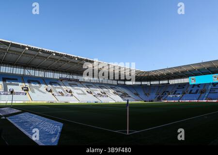 Coventry, Großbritannien. Mai 2025. Ein allgemeiner Blick auf die Coventry Building Society Arena, Heimstadion von Coventry City vor dem Halbfinalspiel Coventry City gegen Sunderland in Coventry Building Society Arena, Coventry, Großbritannien, 9. Mai 2025 (Foto: Gareth Evans/News Images) in Coventry, Großbritannien am 9. Mai 2025. (Foto: Gareth Evans/News Images/SIPA USA) Credit: SIPA USA/Alamy Live News Stockfoto