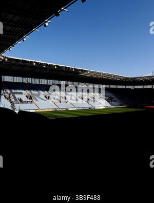 Coventry, Großbritannien. Mai 2025. Ein allgemeiner Blick auf die Coventry Building Society Arena, Heimstadion von Coventry City vor dem Halbfinalspiel Coventry City gegen Sunderland in Coventry Building Society Arena, Coventry, Großbritannien, 9. Mai 2025 (Foto: Gareth Evans/News Images) in Coventry, Großbritannien am 9. Mai 2025. (Foto: Gareth Evans/News Images/SIPA USA) Credit: SIPA USA/Alamy Live News Stockfoto