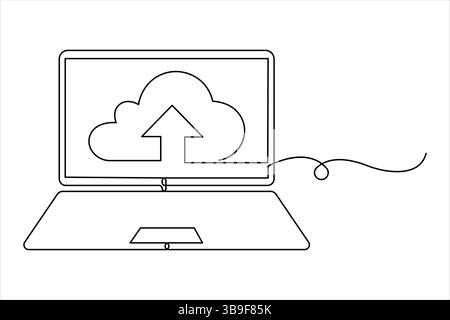 Einzelne durchgehende einzeilige Kunstzeichnung der Illustration des Cloud-Speichervektors Stock Vektor