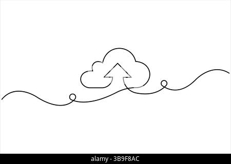 Einzelne durchgehende einzeilige Kunstzeichnung der Illustration des Cloud-Speichervektors Stock Vektor