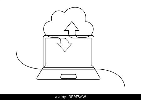 Einzelne durchgehende einzeilige Kunstzeichnung der Illustration des Cloud-Speichervektors Stock Vektor