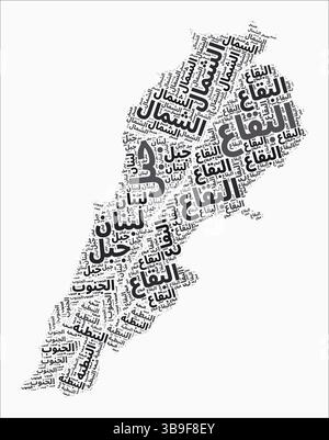 Textformatbereiche Für Libanon. Länderregion nennt Wortwolken in arabischer Sprache. Darstellung des Trendvektors. Stock Vektor