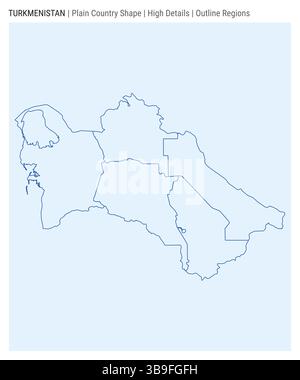 Turkmenistan einfache Landkarte. Hohe Details. Stil für Modellbereiche. Die Form Turkmenistans. Vektorabbildung. Stock Vektor