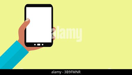 Handgriff Smartphone mit leerem Banner – Person of Colour Stockfoto
