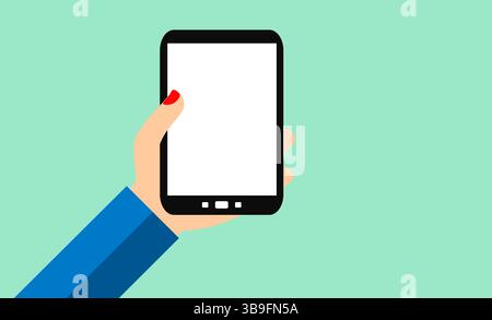 Frau mit leerem Banner in der Hand Stockfoto