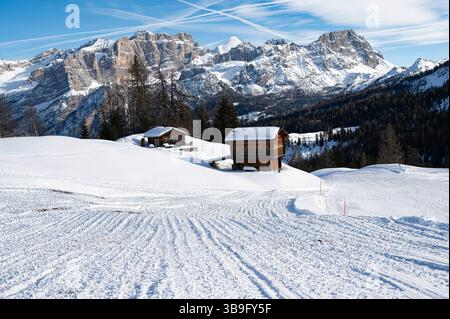 Im Skigebiet Alta Badia Stockfoto