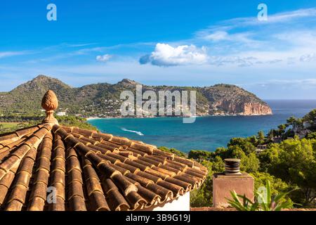 Blick auf die Bucht von Canyamel, Mallorca Stockfoto