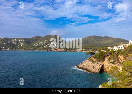 Blick auf die Bucht von Canyamel, Mallorca Stockfoto