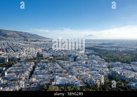 Athen, Griechenland, Europa. Blick auf das Panathinaiko-Stadion vom Lycabettus-Hügel Stockfoto