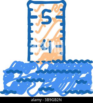 Flutanzeige Katastrophensymbol Kritzelillustration Stock Vektor