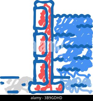 Hochwasserbarriere Katastrophe Symbol Doodle Illustration Stock Vektor