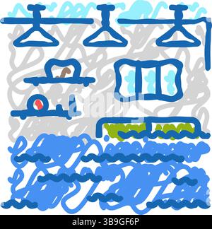 Wasserschaden Katastrophe Symbol Doodle Illustration Stock Vektor