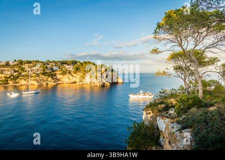 Abendstimmung in Cala Portals Vells, Mallorca, Balearen, Spanien Stockfoto