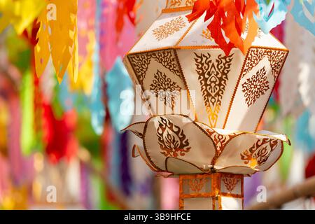 Zahlreiche Laternen am Goldenen Berg zu Neujahr, Bangkok, Thailand, Asien Stockfoto